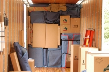 Household goods loaded tight and secure in our moving trailer