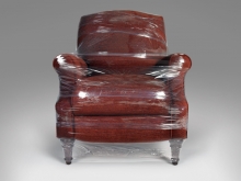 A stretch-wrapped chair