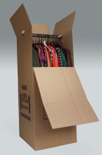 A wardrobe box for packing hanging closet clothes