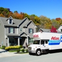 Atlas straight truck loading at a customer's residence Atlas Van Lines