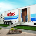 Atlas Van Lines trailer ready for loading at residence