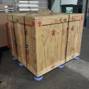 A sensitive high-value shipment has been crated and is ready to be flown to Hong Kong