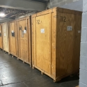 Household storage vaults ready to be put away in the warehouse Long Island household storage