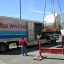 Moving an MRI medical radiology medical machine onto an Atlas trailer